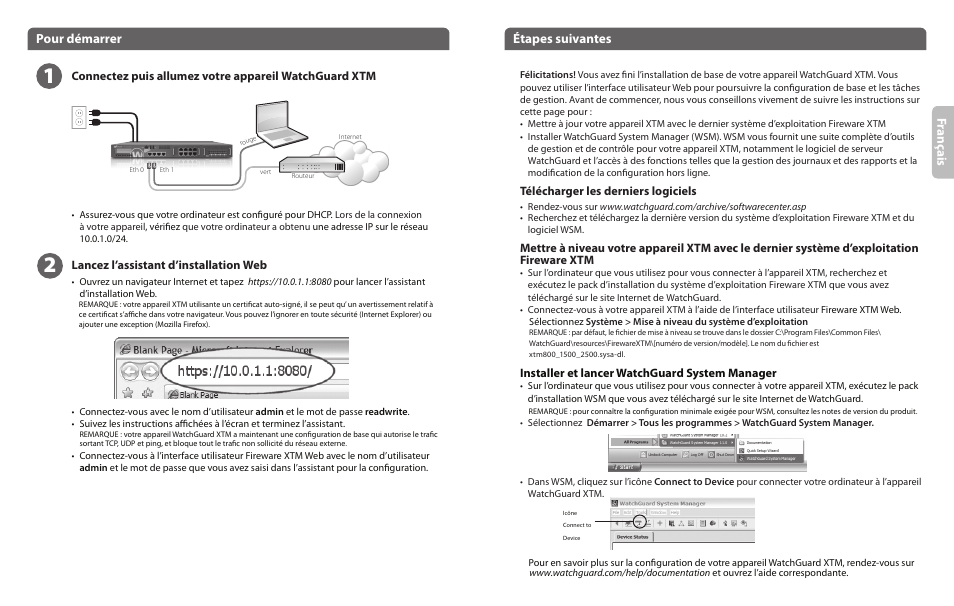 Fr anç ais, Pour démarrer, Étapes suivantes | WatchGuard 2500 Series User Manual | Page 4 / 12