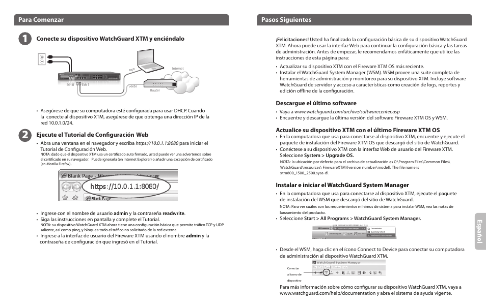 Para comenzar, Pasos siguientes | WatchGuard 2500 Series User Manual | Page 9 / 12