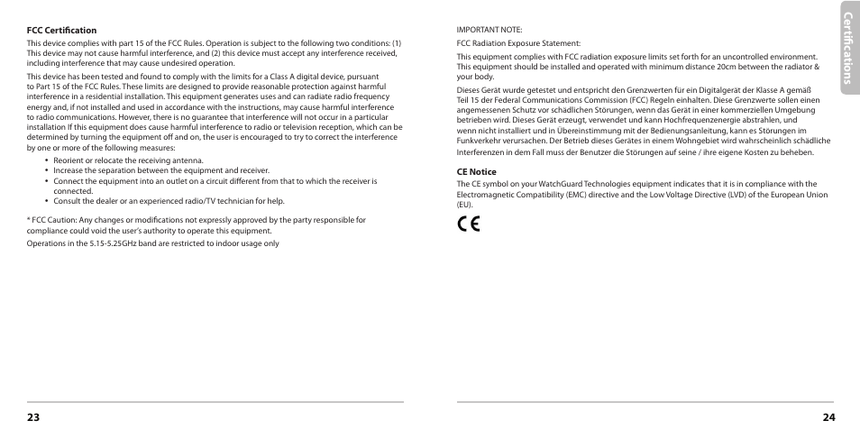 Ce rtifi ca ti on s | WatchGuard AP200 User Manual | Page 13 / 17