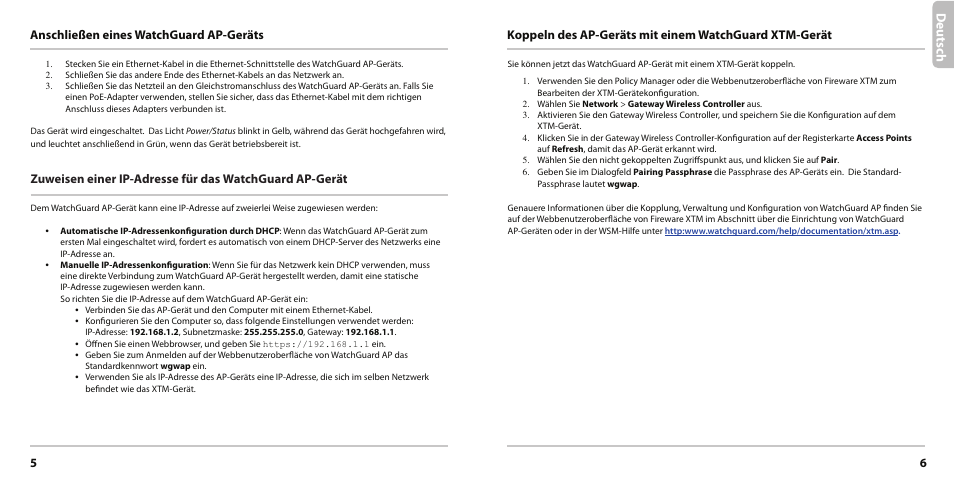 Deu ts ch, 56 anschließen eines watchguard ap-geräts | WatchGuard AP200 User Manual | Page 4 / 17