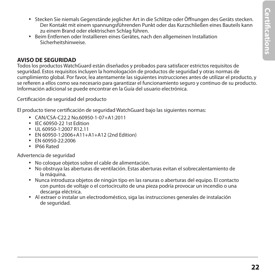 Ce rtifi ca ti on s | WatchGuard AP102 User Manual | Page 23 / 34