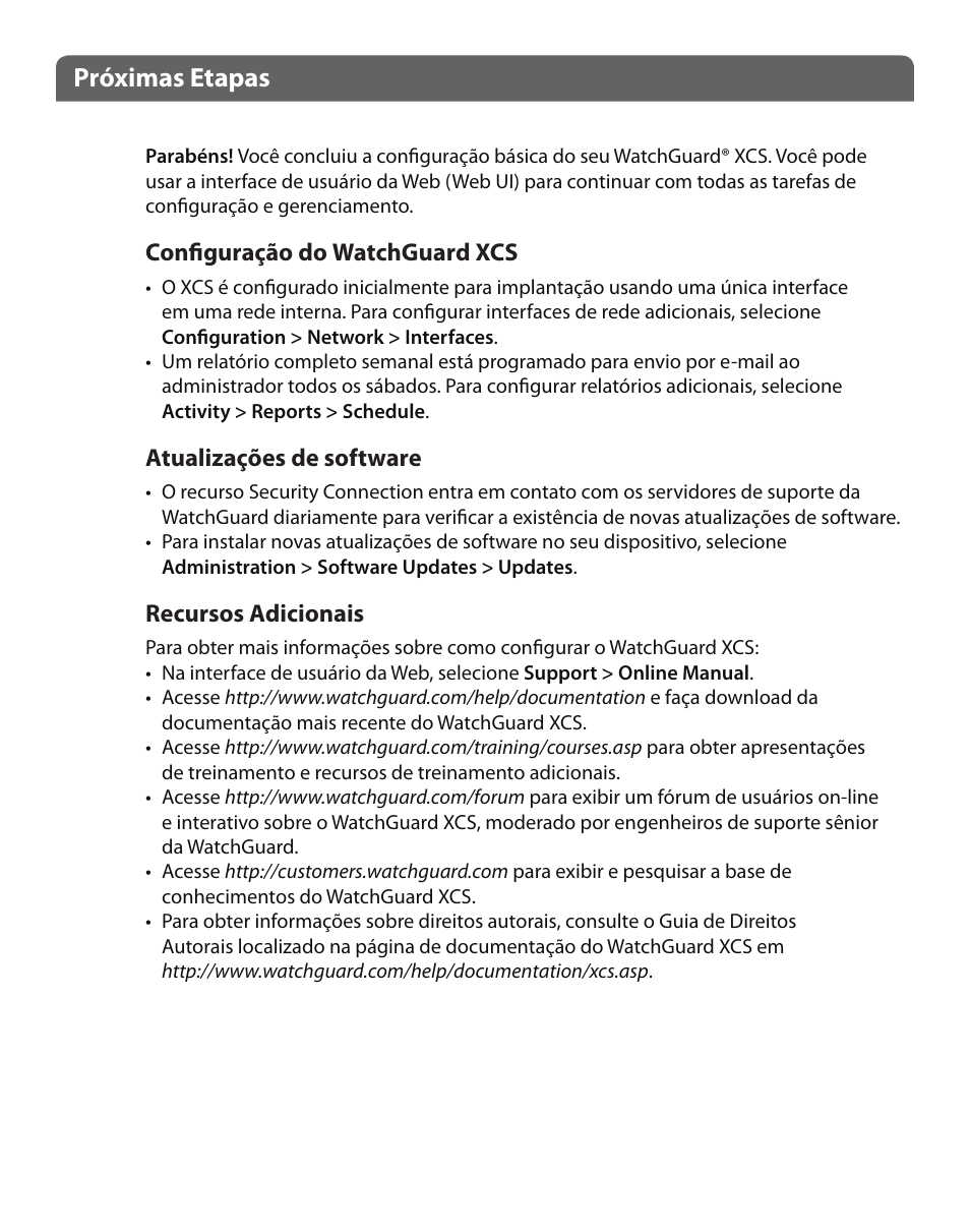 Próximas etapas | WatchGuard XCS 880 User Manual | Page 41 / 44