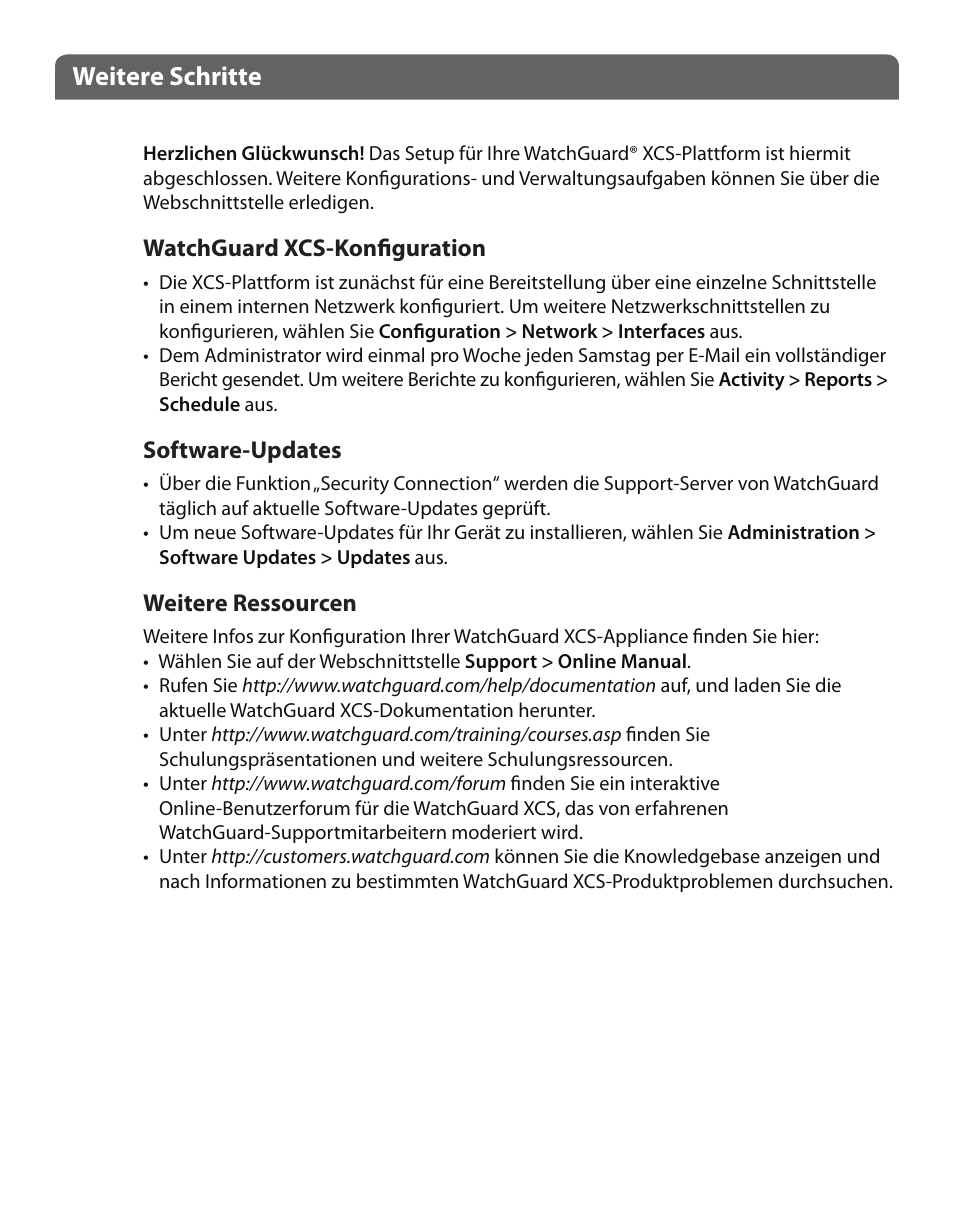 Weitere schritte | WatchGuard XCS 880 User Manual | Page 9 / 44