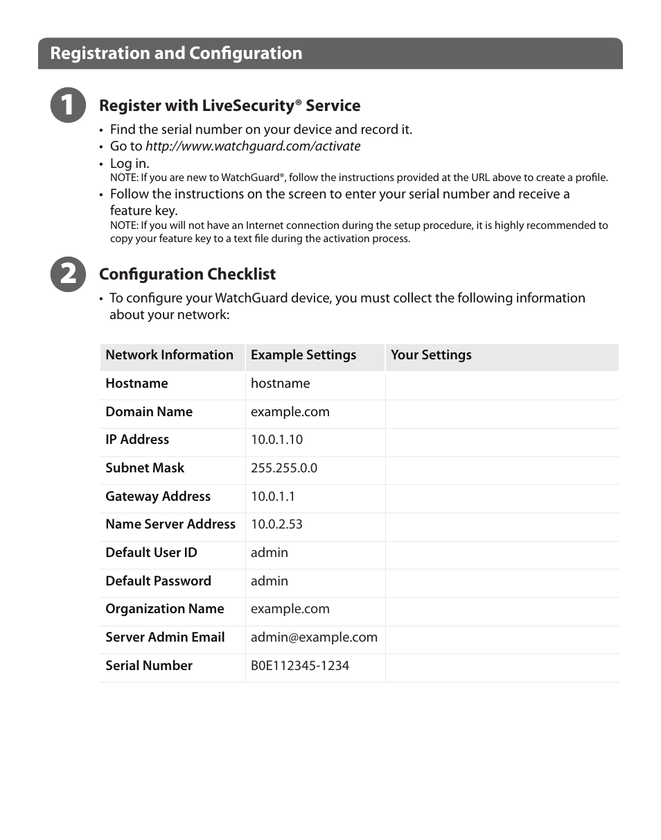 Registration and configuration | WatchGuard QMS User Manual | Page 2 / 8