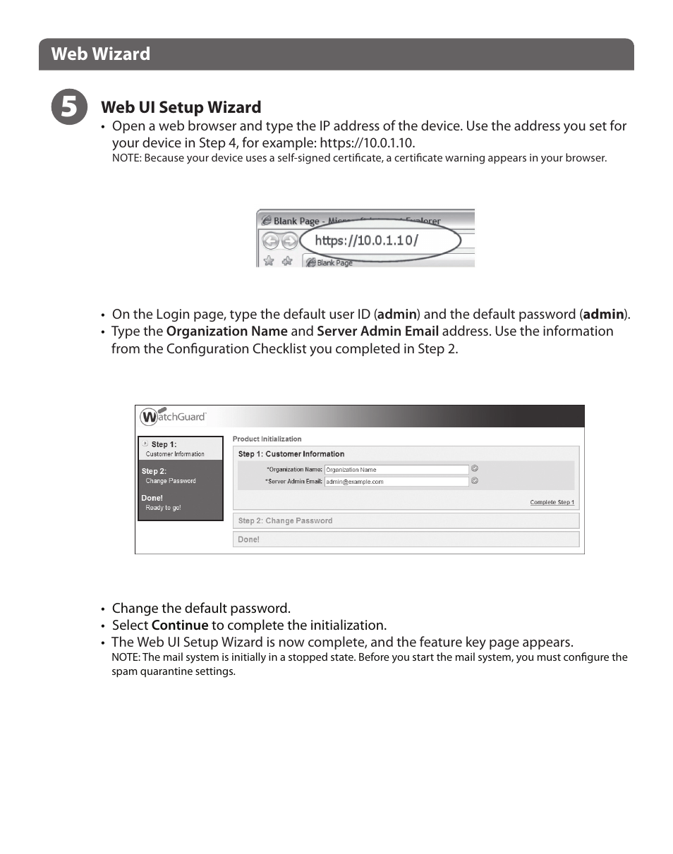 Web wizard | WatchGuard QMS User Manual | Page 4 / 8