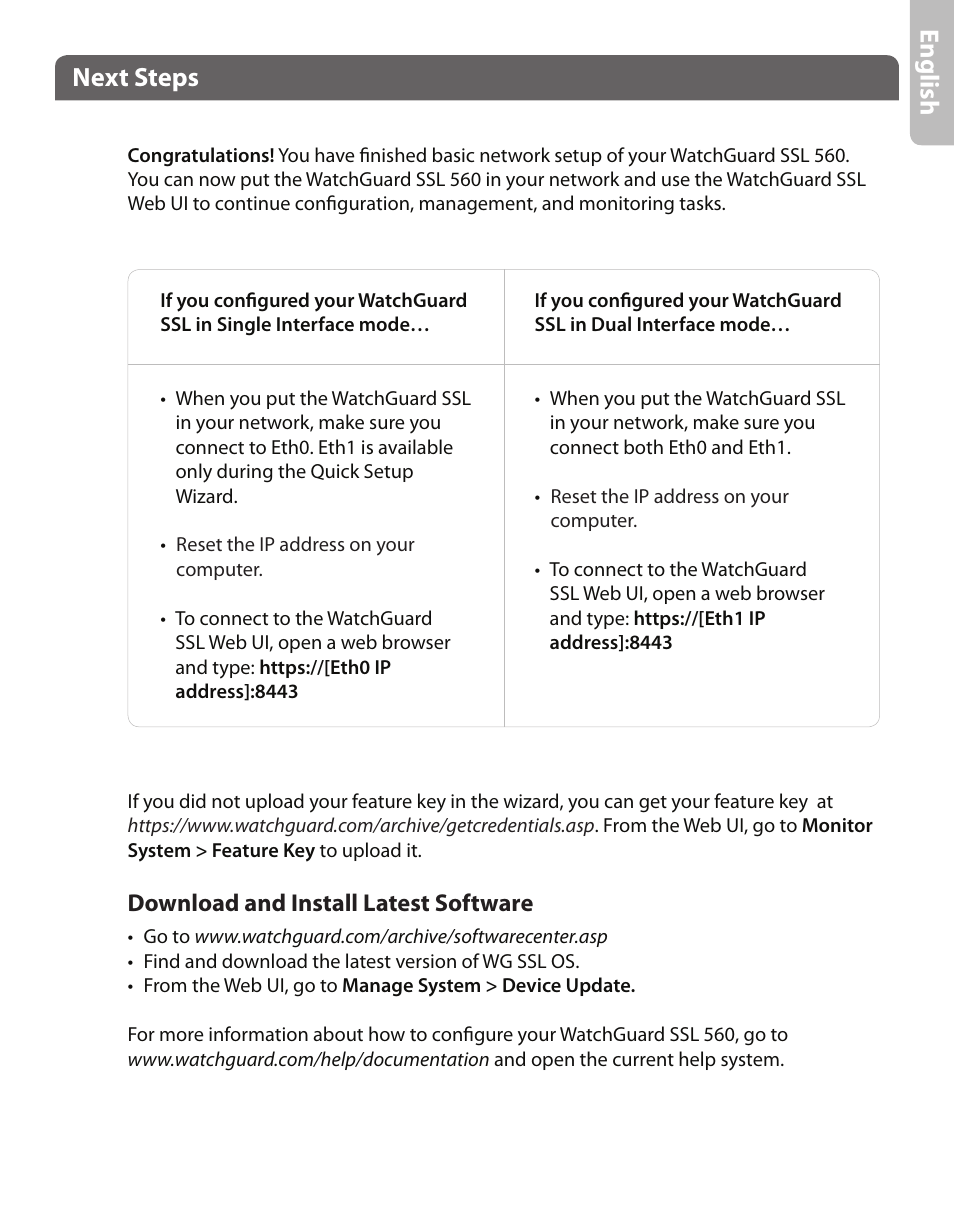 Next steps, En gli sh | WatchGuard SSL 560 User Manual | Page 3 / 4