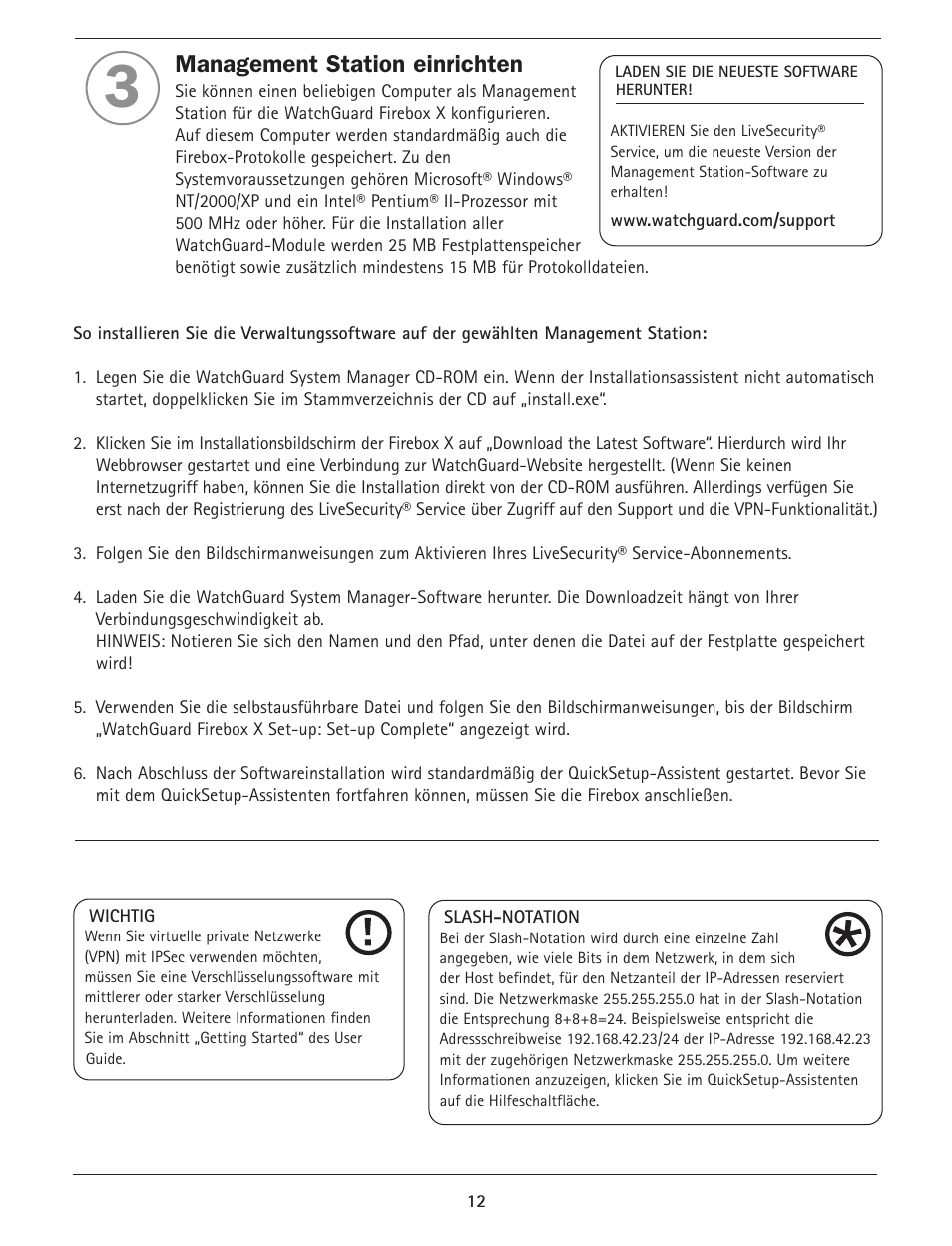 Management station einrichten | WatchGuard Firebox X Core User Manual | Page 12 / 37