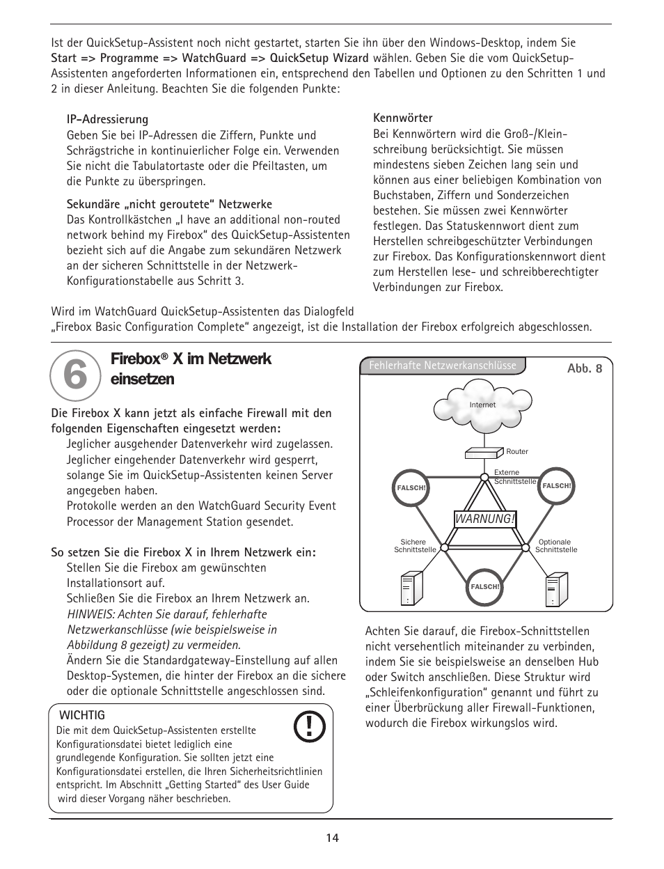 Firebox®x im netzwerk einsetzen | WatchGuard Firebox X Core User Manual | Page 14 / 37