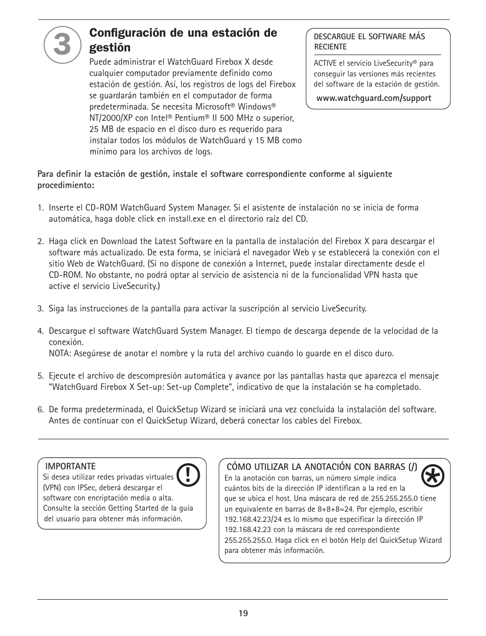 Configuración de una estación de gestión | WatchGuard Firebox X Core User Manual | Page 19 / 37