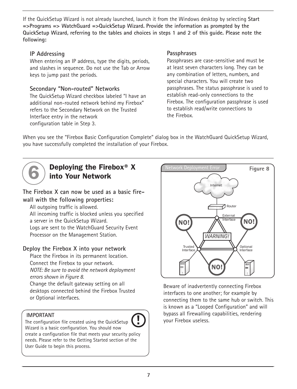 Deploying the firebox® x into your network | WatchGuard Firebox X Core User Manual | Page 7 / 37