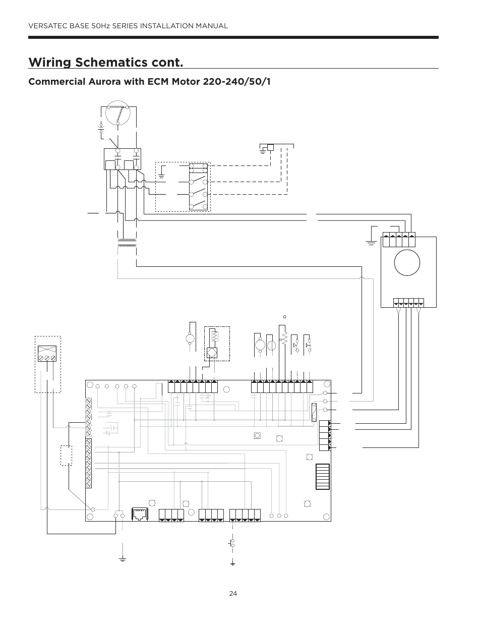 Wiring schematics cont, Versatec base 50hz series installation manual, Aurora base control (abc) | WaterFurnace Versatec Base User Manual | Page 24 / 55