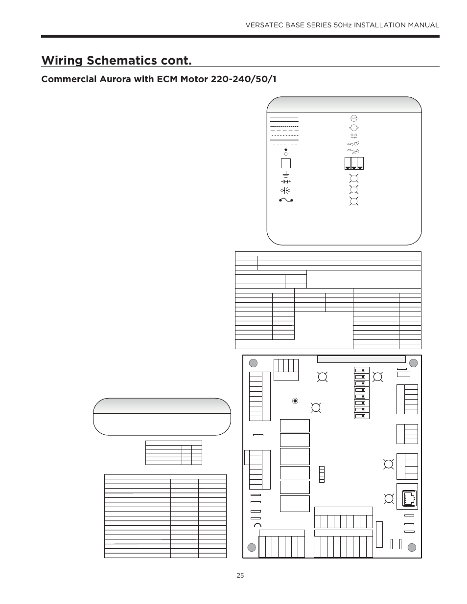 Wiring schematics cont, Legend, Versatec base series 50hz installation manual | Page 1, Aurora base control | WaterFurnace Versatec Base User Manual | Page 25 / 55