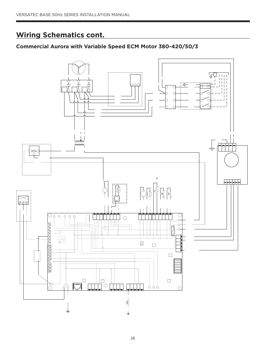 Wiring schematics cont, Versatec base 50hz series installation manual, Aurora base control (abc) | WaterFurnace Versatec Base User Manual | Page 26 / 55
