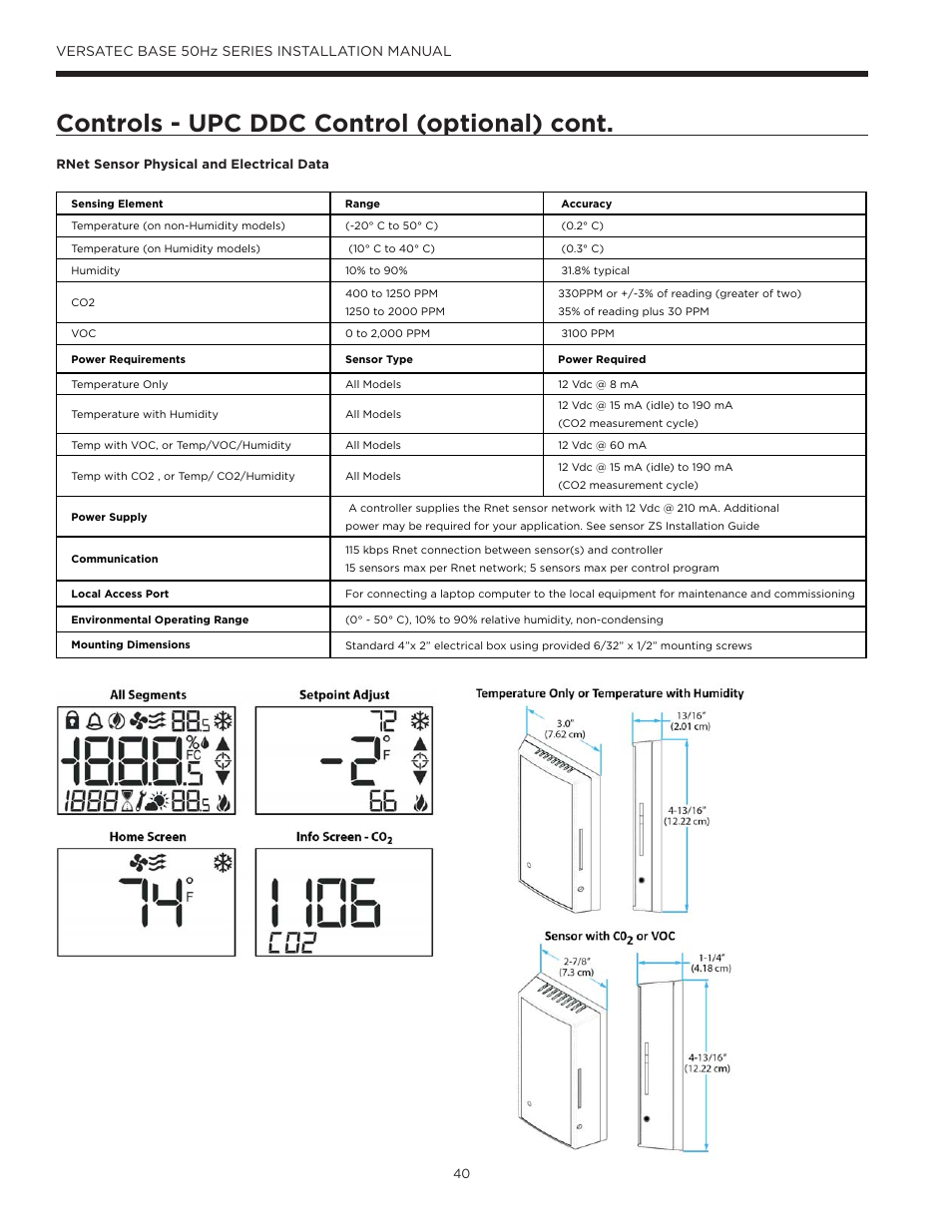 Controls - upc ddc control (optional) cont, Versatec base 50hz series installation manual | WaterFurnace Versatec Base User Manual | Page 40 / 55