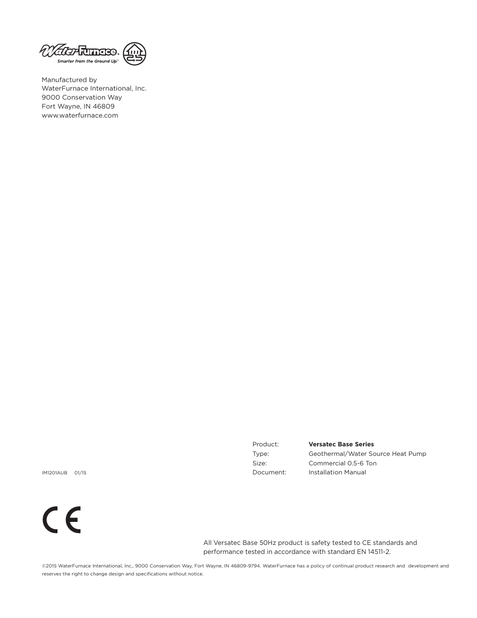 WaterFurnace Versatec Base User Manual | Page 55 / 55