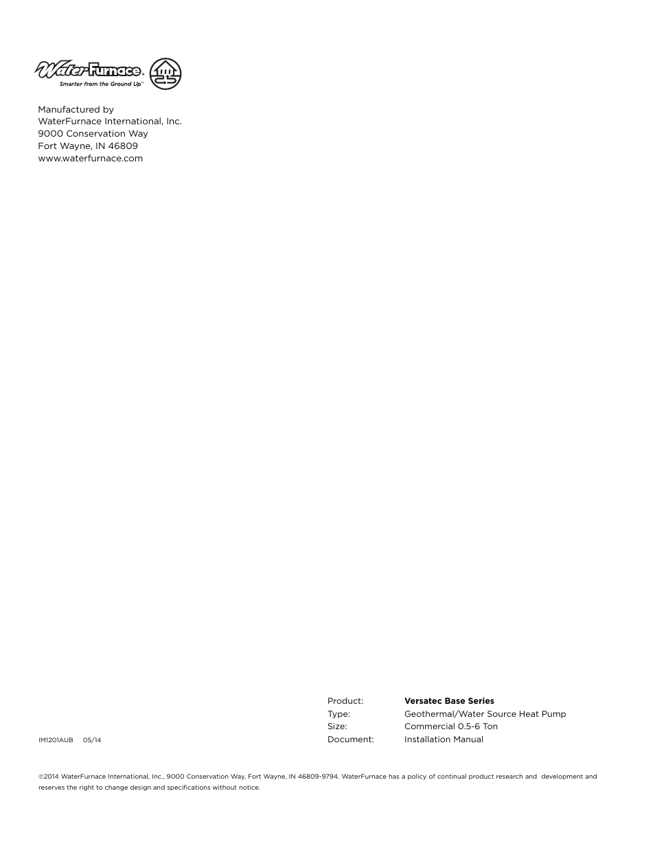 WaterFurnace Versatec Base User Manual | Page 56 / 56