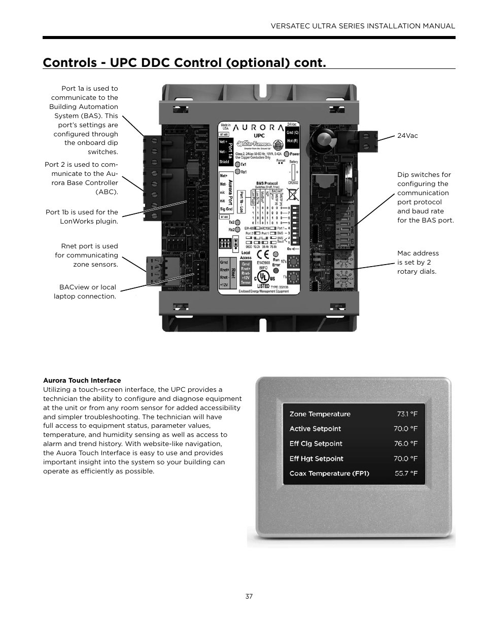 Controls - upc ddc control (optional) cont | WaterFurnace Versatec Ultra User Manual | Page 37 / 60