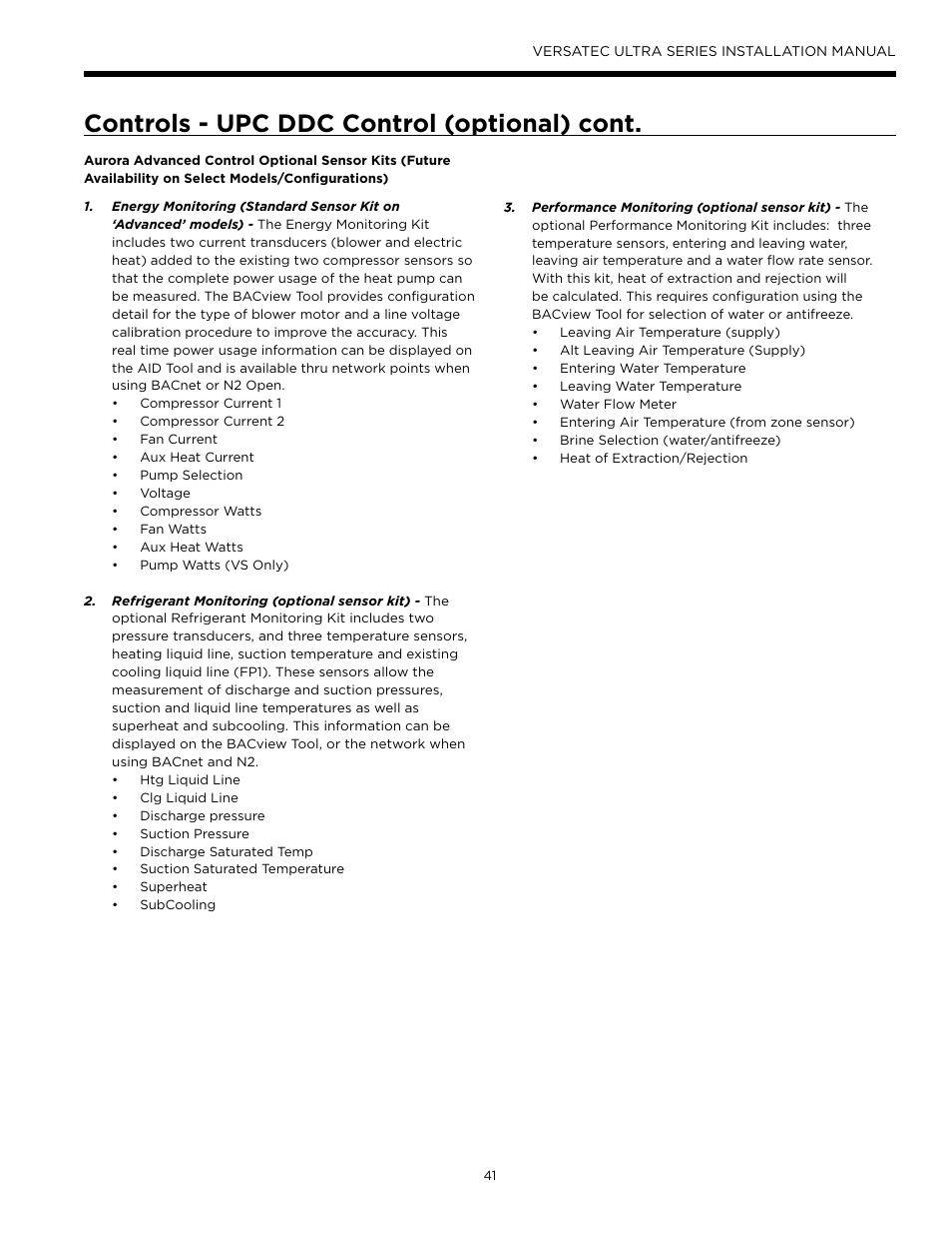 Controls - upc ddc control (optional) cont | WaterFurnace Versatec Ultra User Manual | Page 41 / 60