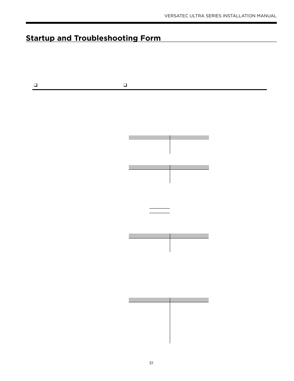 Startup and troubleshooting form | WaterFurnace Versatec Ultra User Manual | Page 51 / 60