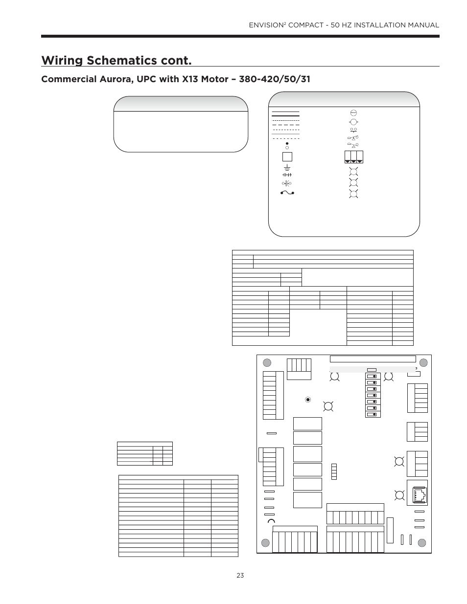 Wiring schematics cont, Legend, Envision | Compact - 50 hz installation manual, Aurora base control | WaterFurnace Envision2 User Manual | Page 23 / 54