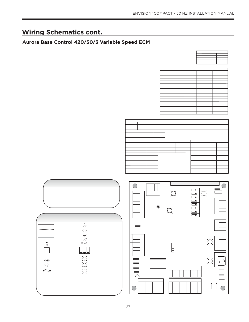 Wiring schematics cont, Legend, Envision | Compact - 50 hz installation manual, Page, Aurora base control | WaterFurnace Envision2 User Manual | Page 27 / 54