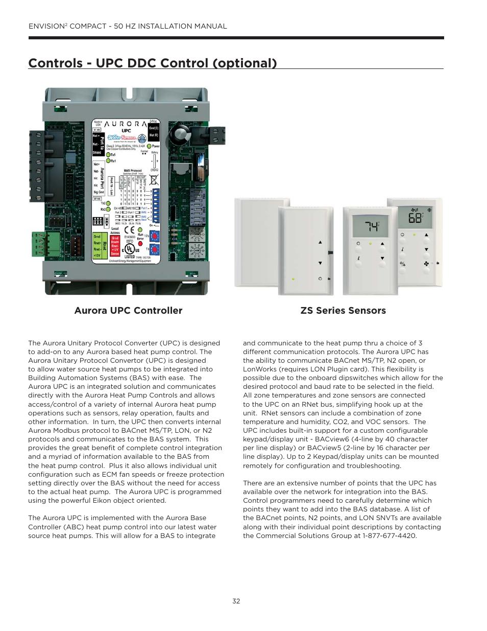 Controls - upc ddc control (optional) | WaterFurnace Envision2 User Manual | Page 32 / 54