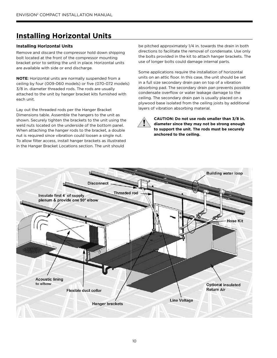 Installing horizontal units | WaterFurnace Envision2 User Manual | Page 10 / 60