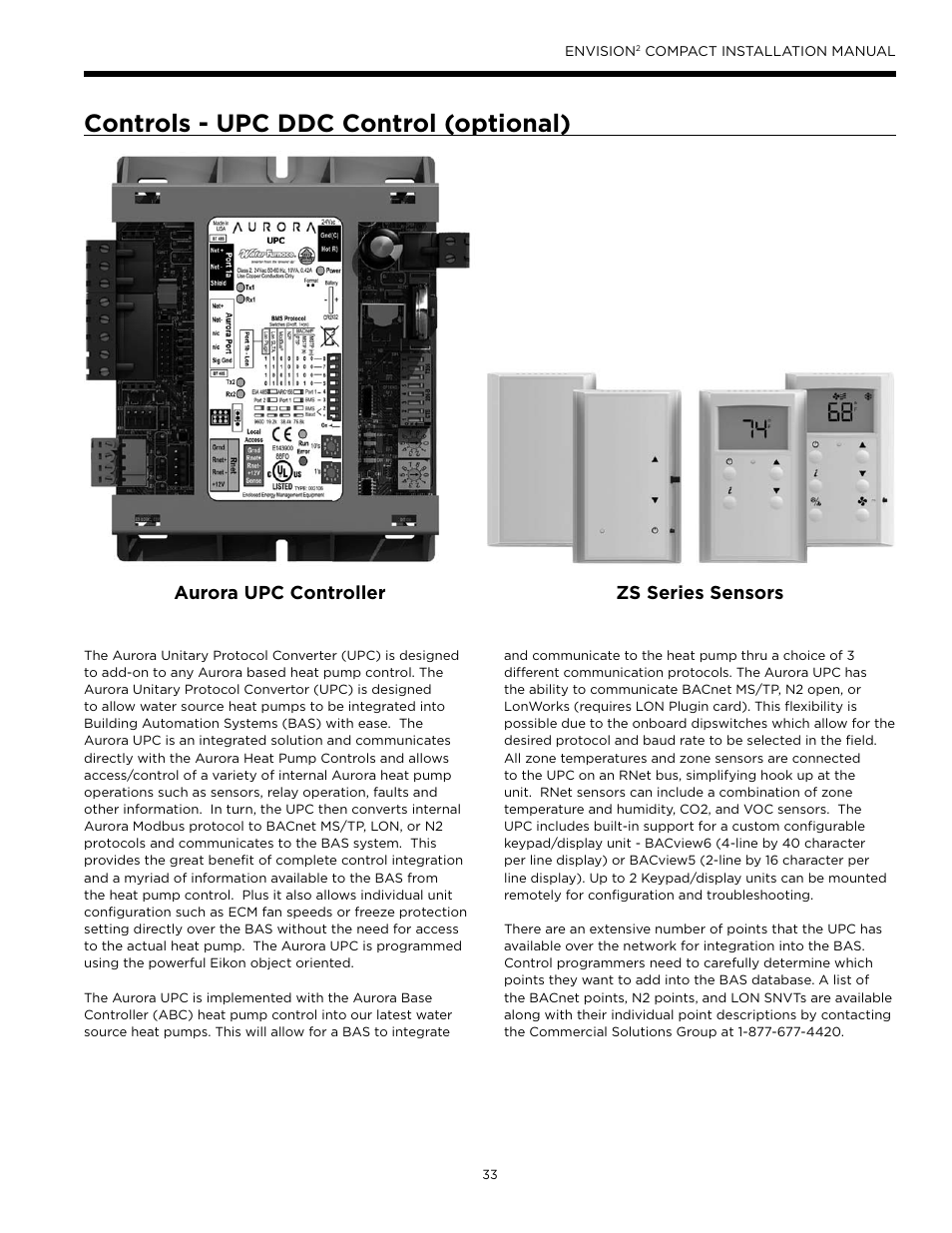 Controls - upc ddc control (optional) | WaterFurnace Envision2 User Manual | Page 33 / 60