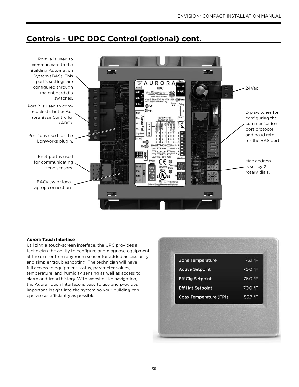 Controls - upc ddc control (optional) cont | WaterFurnace Envision2 User Manual | Page 35 / 60