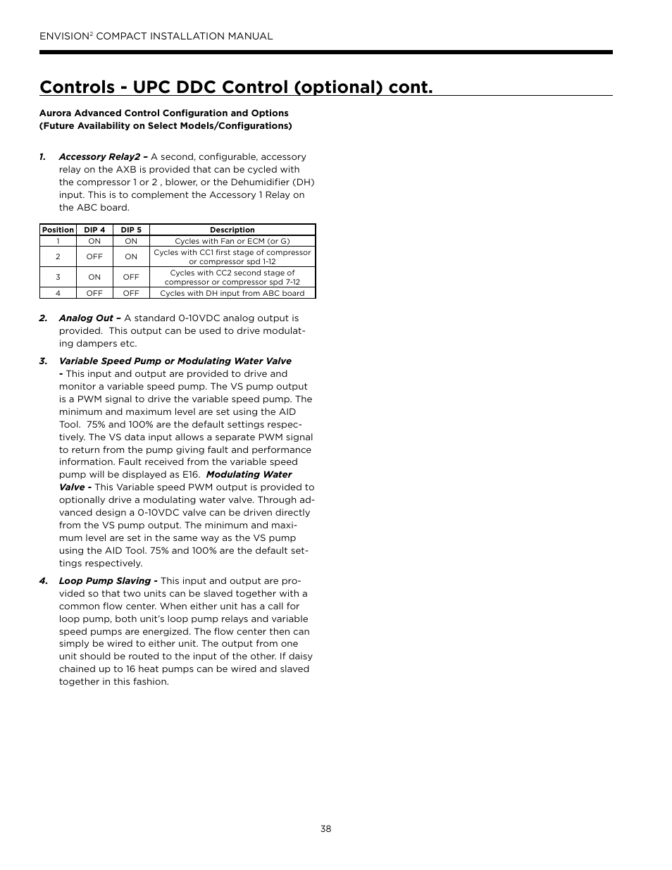 Controls - upc ddc control (optional) cont | WaterFurnace Envision2 User Manual | Page 38 / 60