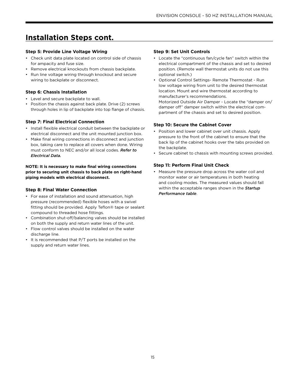 Installation steps cont | WaterFurnace Envisio Series Console User Manual | Page 15 / 44