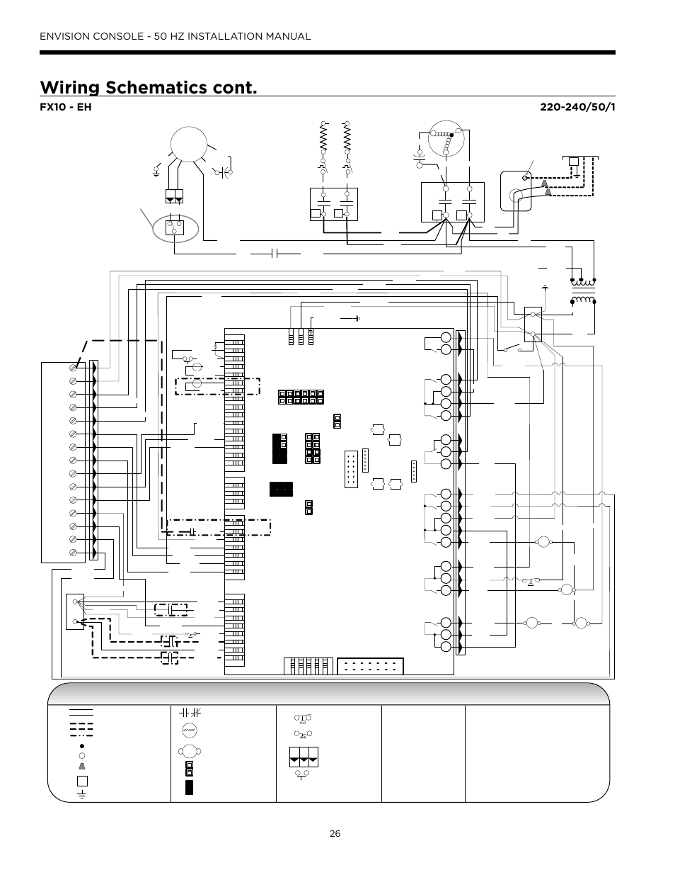 Wiring schematics cont, Legend, Envision console - 50 hz installation manual | Johnson fx-10 | WaterFurnace Envisio Series Console User Manual | Page 26 / 44