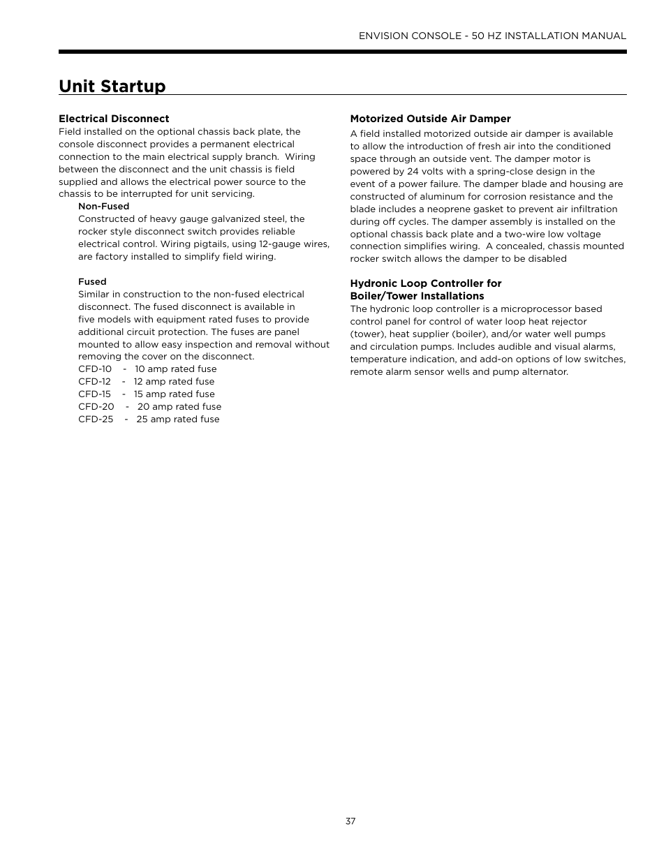 Unit startup | WaterFurnace Envisio Series Console User Manual | Page 37 / 44