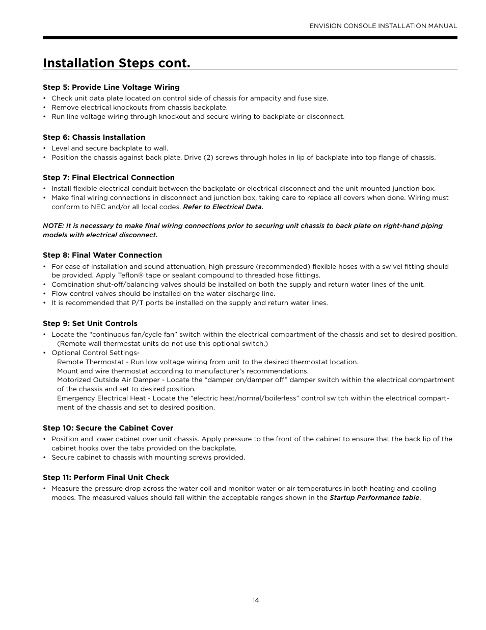 Installation steps cont | WaterFurnace Envisio Series Console User Manual | Page 14 / 45