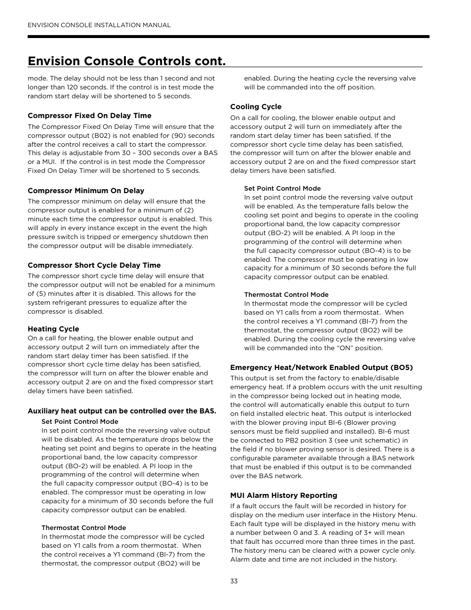 Envision console controls cont | WaterFurnace Envisio Series Console User Manual | Page 33 / 45