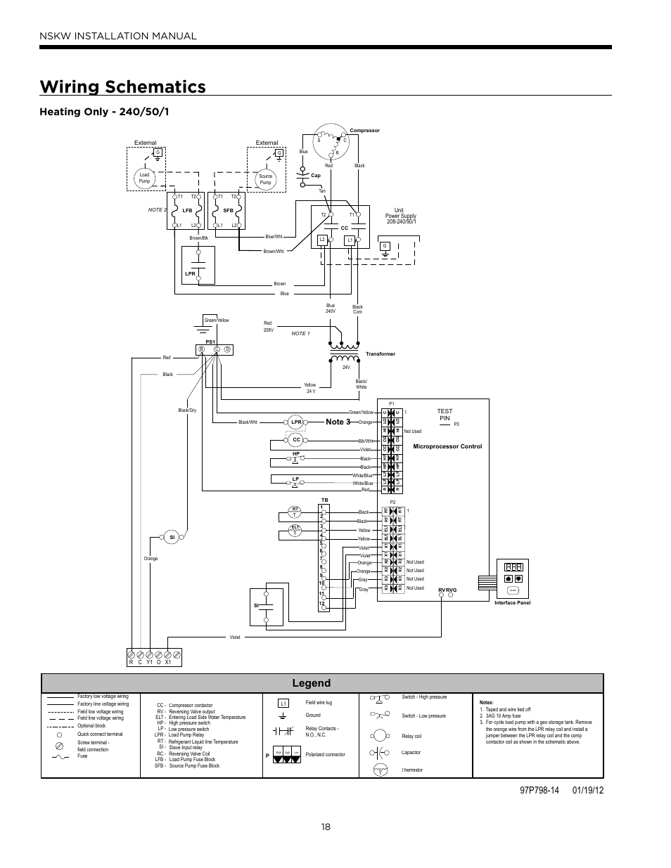Wiring schematics, Legend, Nskw installation manual | WaterFurnace Envision Hydronic User Manual | Page 18 / 48
