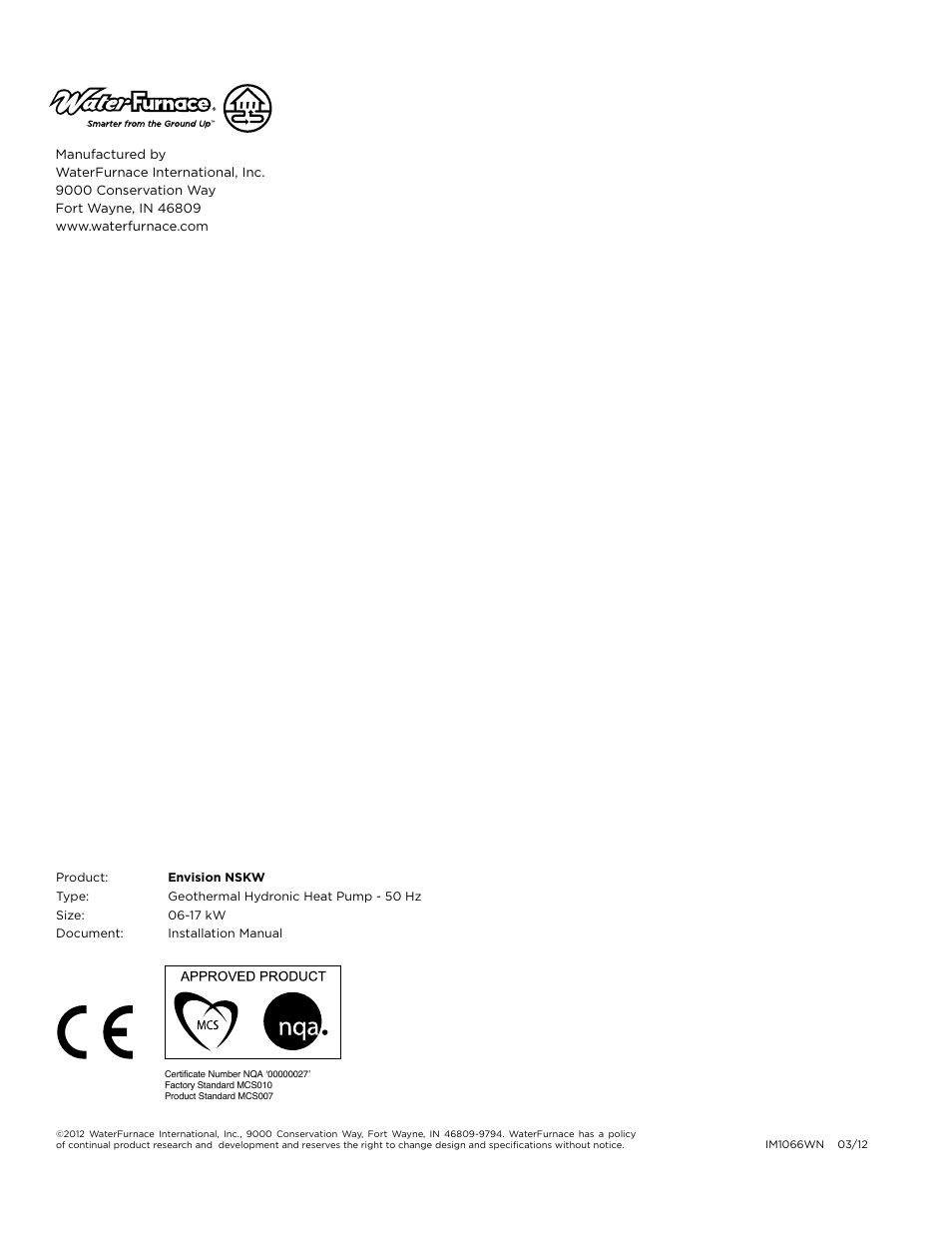 WaterFurnace Envision Hydronic User Manual | Page 48 / 48