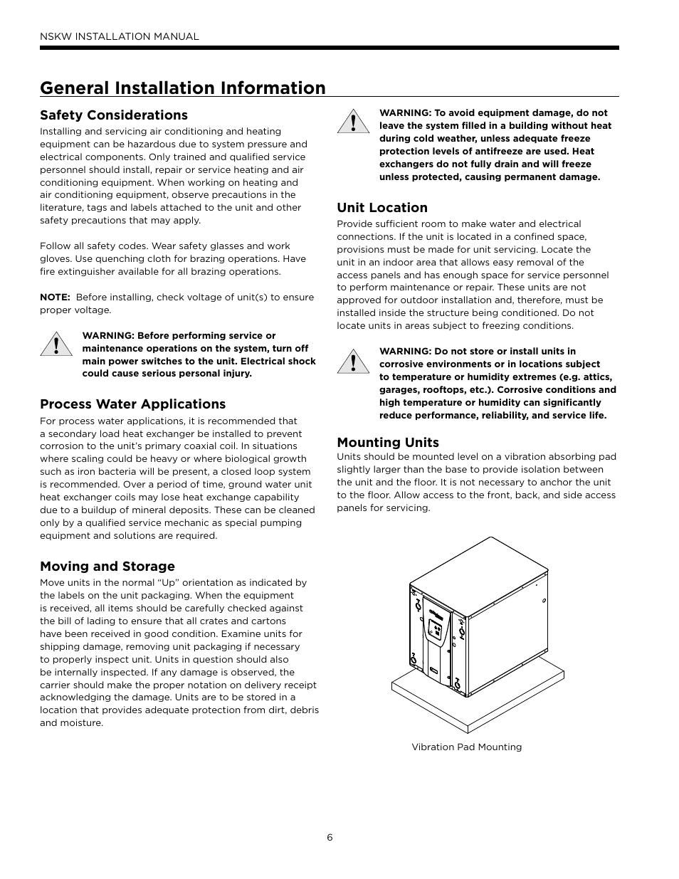 General installation information | WaterFurnace Envision Hydronic User Manual | Page 6 / 48