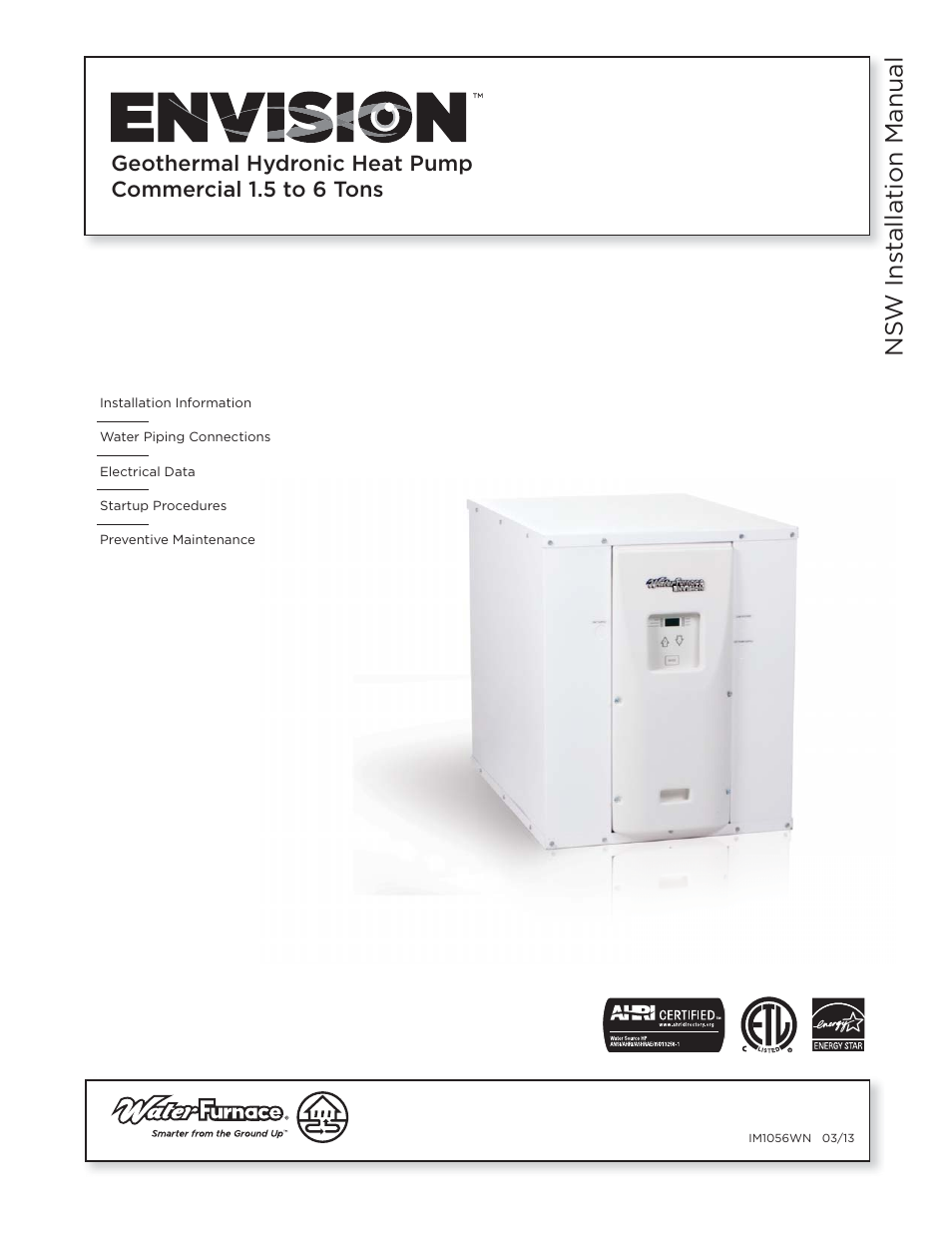 WaterFurnace Envision Hydronic (NSW) User Manual | 52 pages