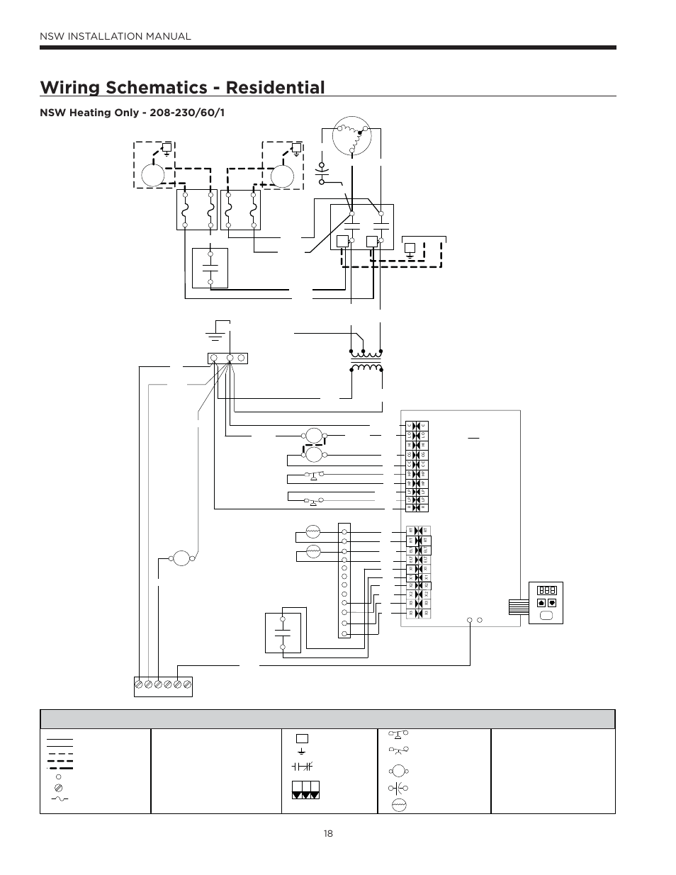 Wiring schematics - residential, Nsw installation manual, Legend | WaterFurnace Envision Hydronic (NSW) User Manual | Page 18 / 52