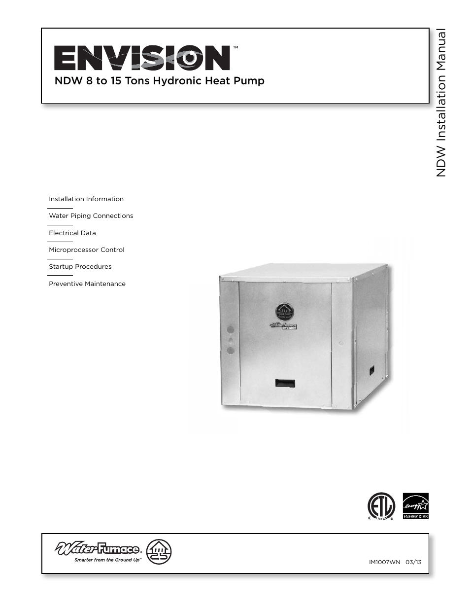 WaterFurnace Envision Hydronic (NDW) User Manual | 36 pages