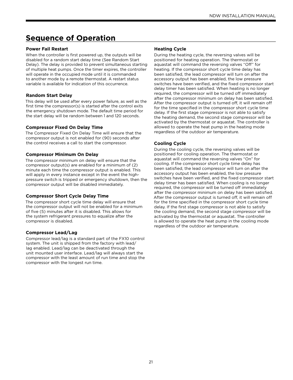 Sequence of operation | WaterFurnace Envision Hydronic (NDW) User Manual | Page 21 / 36