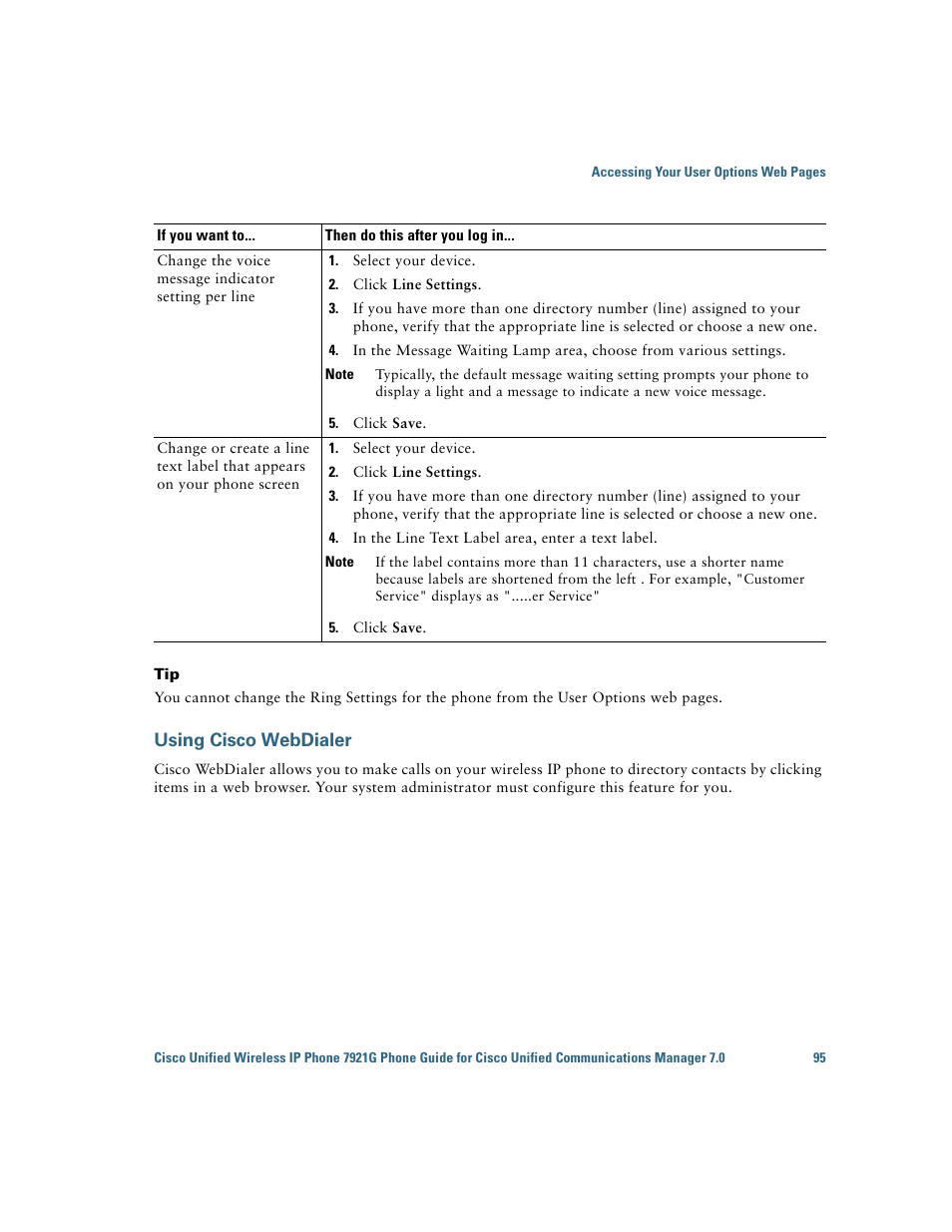 Using cisco webdialer, Using cisco, Webdialer | Cisco Cisco Unified Wireless IP Phone 7921G User Manual | Page 103 / 124