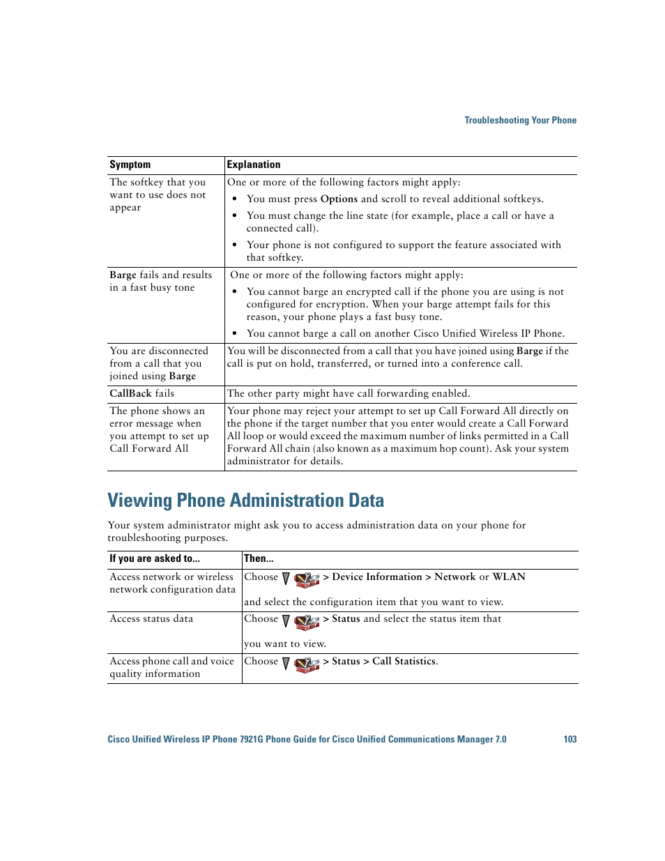 Viewing phone administration data | Cisco Cisco Unified Wireless IP Phone 7921G User Manual | Page 111 / 124