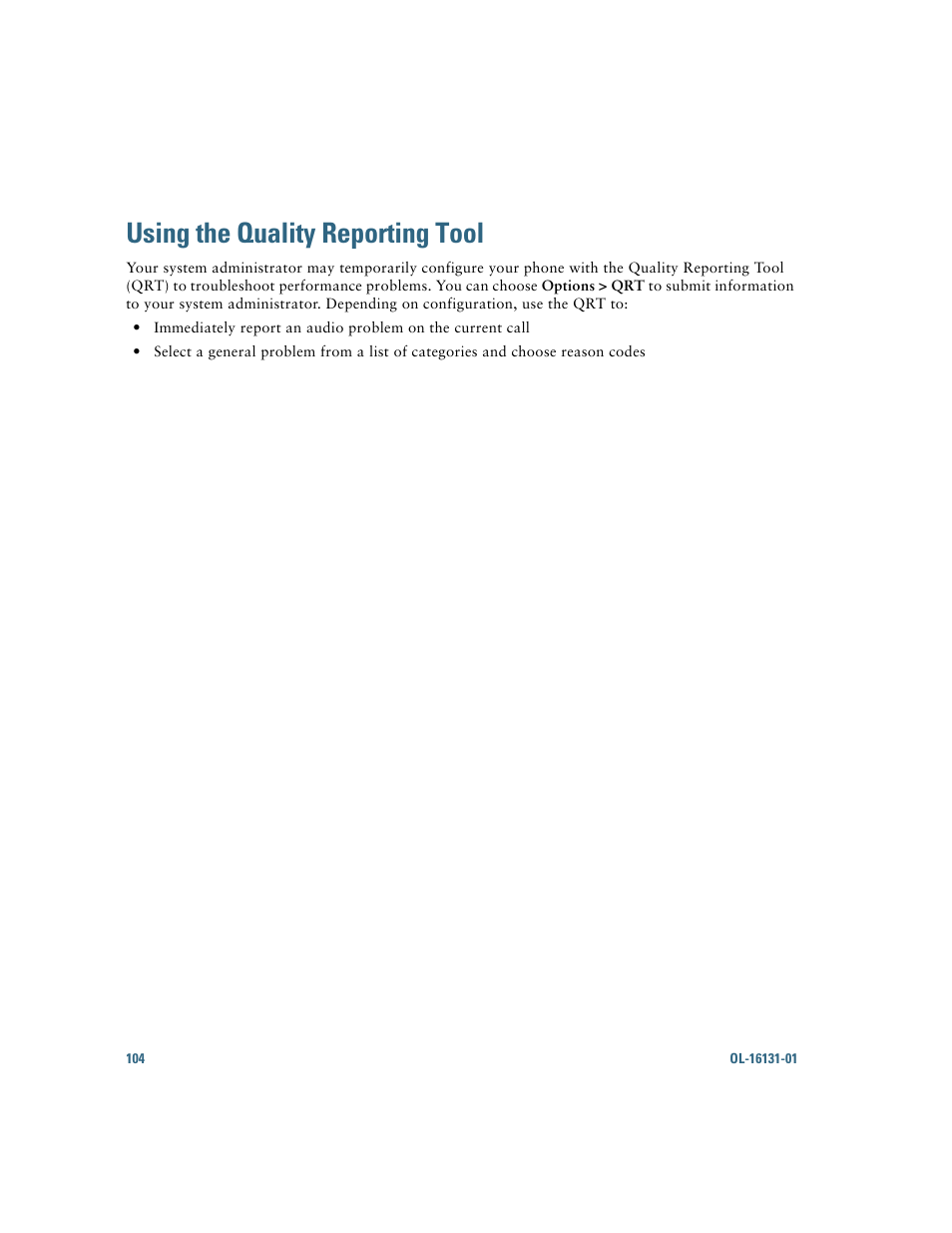 Using the quality reporting tool | Cisco Cisco Unified Wireless IP Phone 7921G User Manual | Page 112 / 124