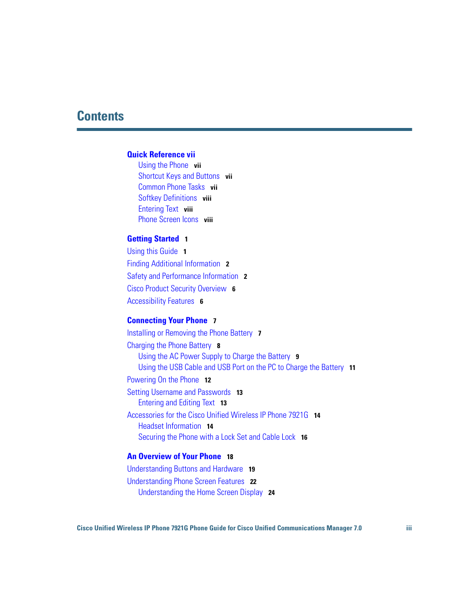 Cisco Cisco Unified Wireless IP Phone 7921G User Manual | Page 3 / 124