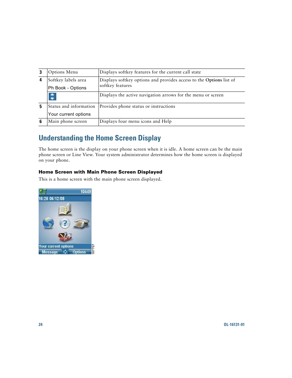 Understanding the home screen display | Cisco Cisco Unified Wireless IP Phone 7921G User Manual | Page 32 / 124