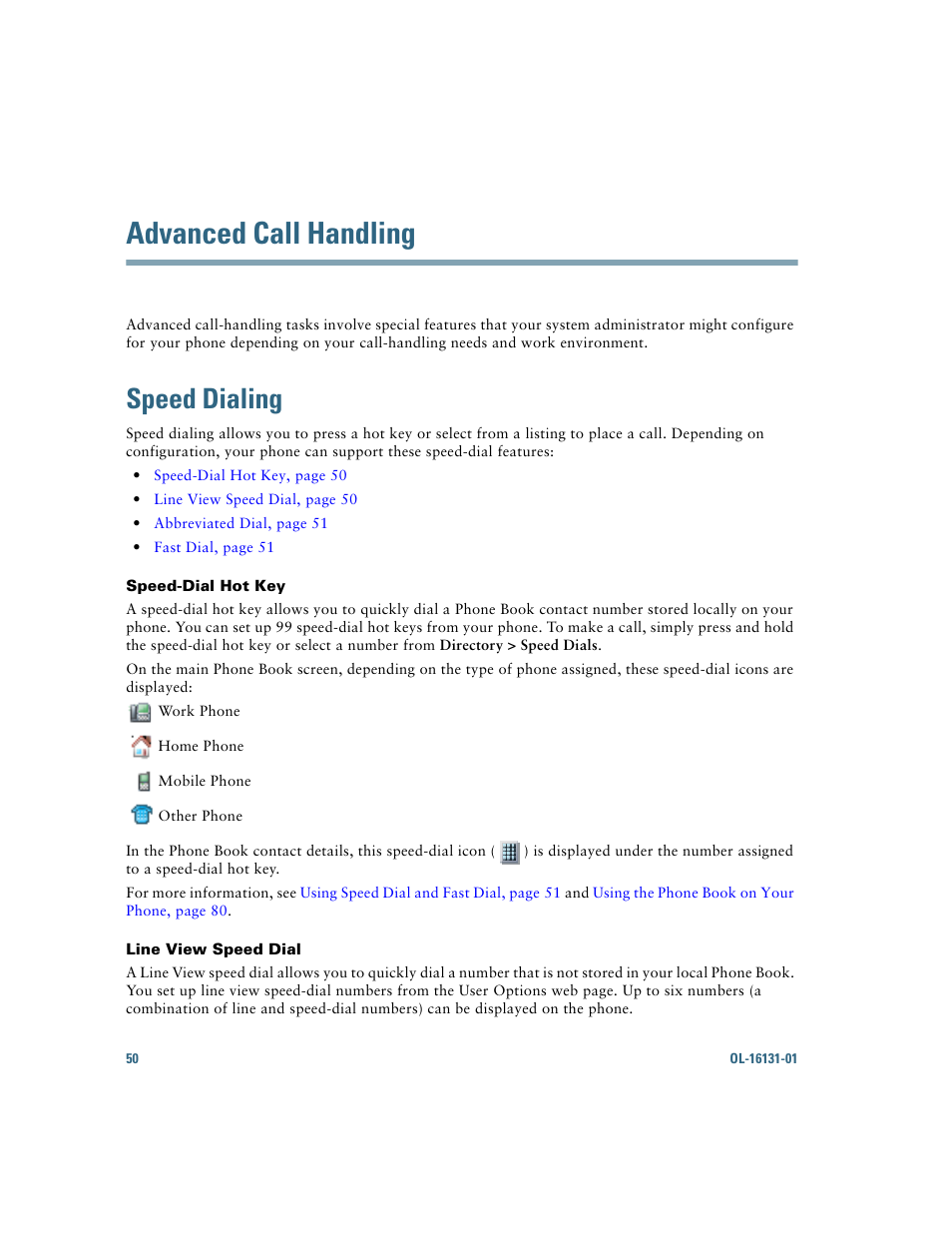 Advanced call handling, Speed dialing | Cisco Cisco Unified Wireless IP Phone 7921G User Manual | Page 58 / 124