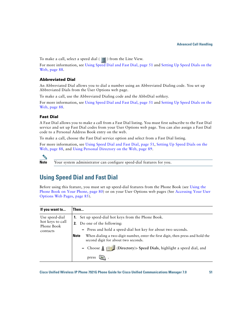 Using speed dial and fast dial | Cisco Cisco Unified Wireless IP Phone 7921G User Manual | Page 59 / 124