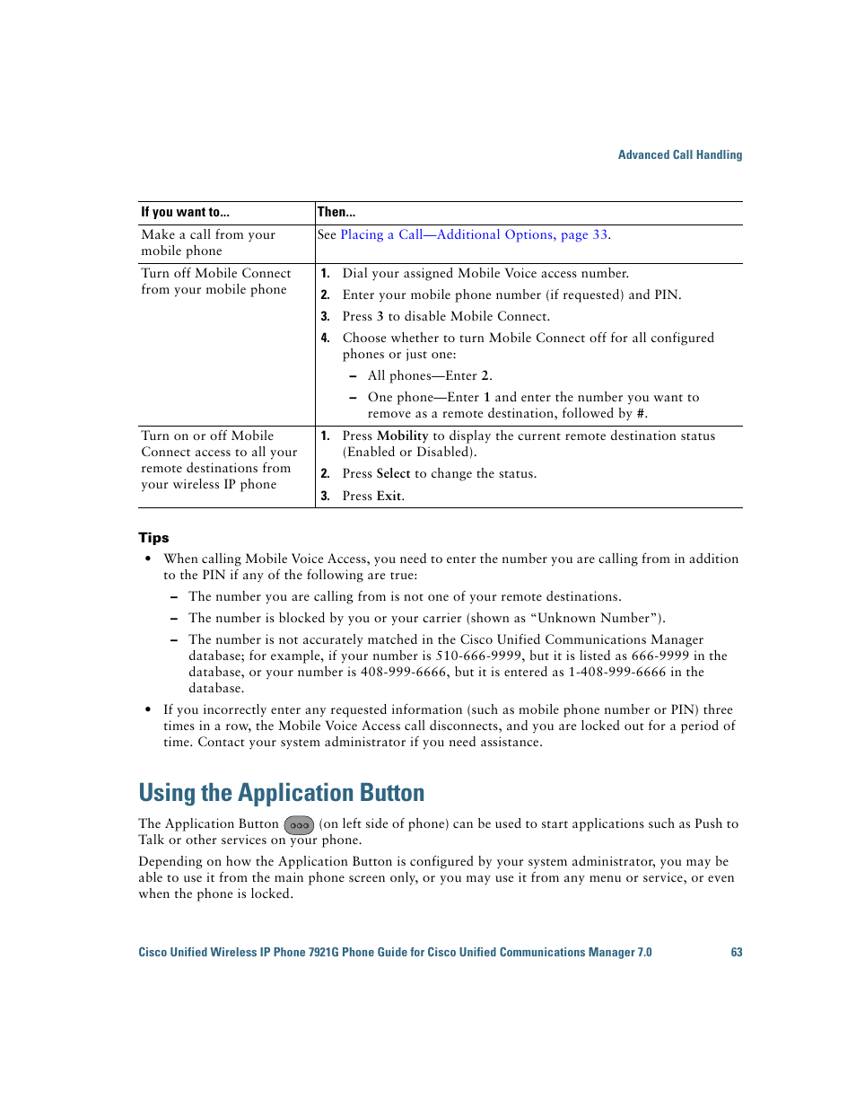 Using the application button | Cisco Cisco Unified Wireless IP Phone 7921G User Manual | Page 71 / 124
